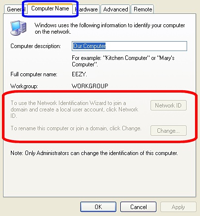 Control Panel - Computer Name