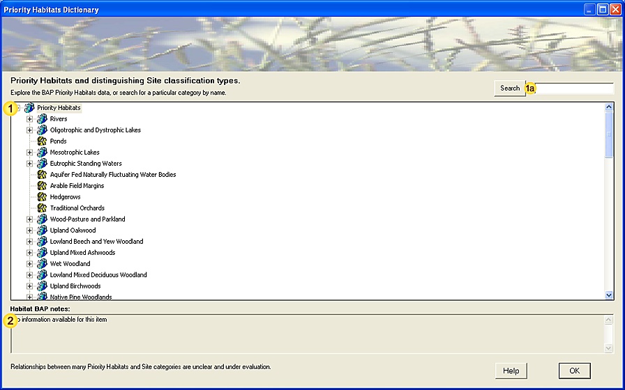 Priority Habitats database form