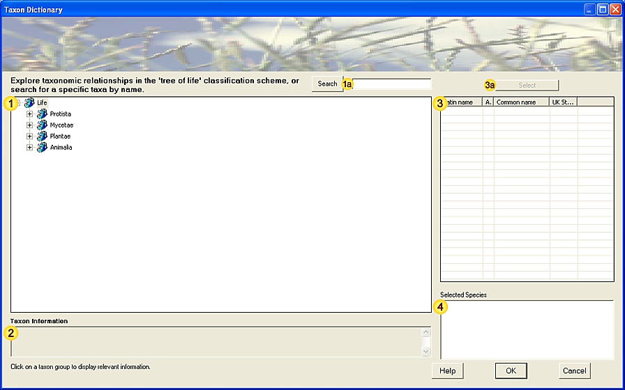 Taxon database form