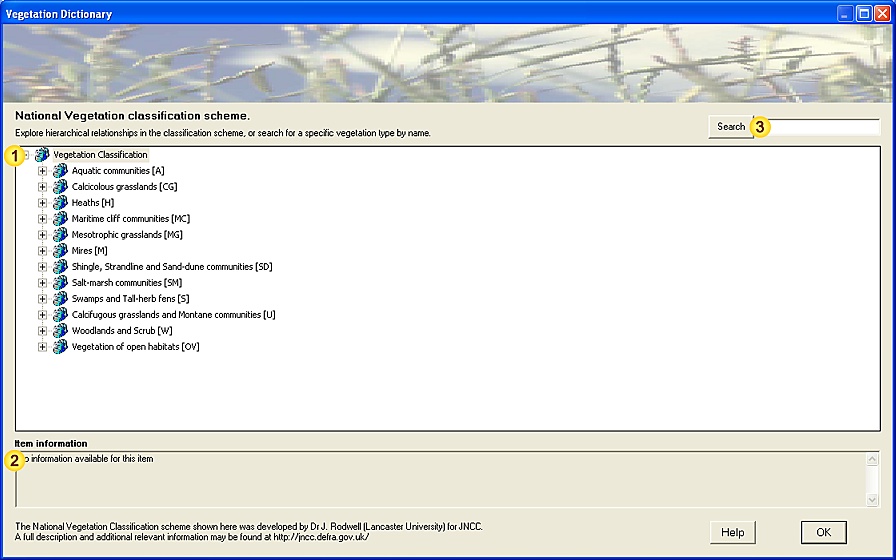 Vegetation database form