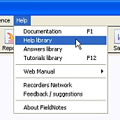 FieldNotes - Help menu option