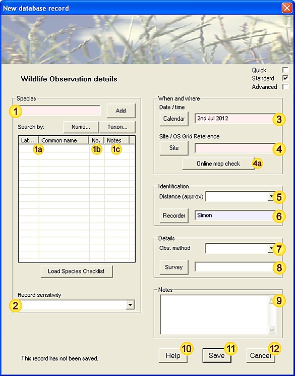 New Observation Form (level=standard)