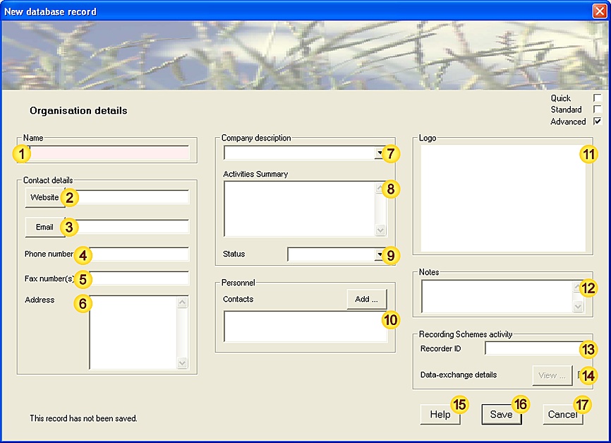 New Organisation Form (level=advanced)