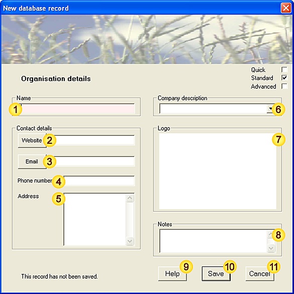 New Organisation Form (level=standard)