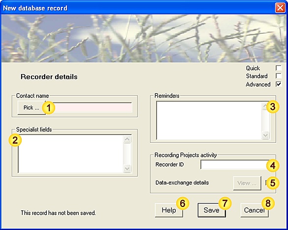 New Recorder Form (level=advanced)