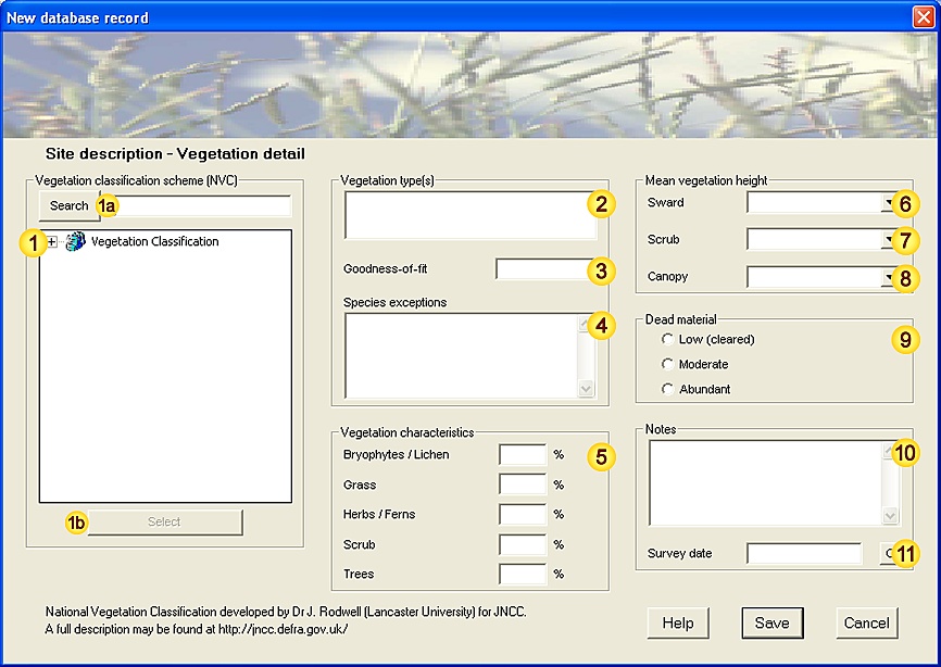 New Site description - Vegetation Form (level=advanced)