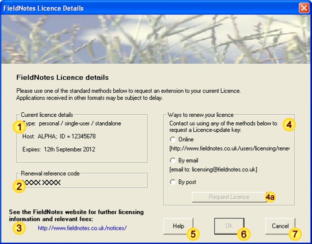 Licence details Form
