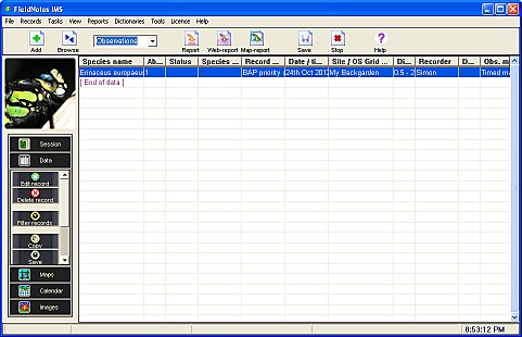 FieldNotes - Data mode