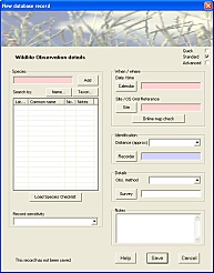 FieldNotes - Observations form - 'Standard' level-of-detail