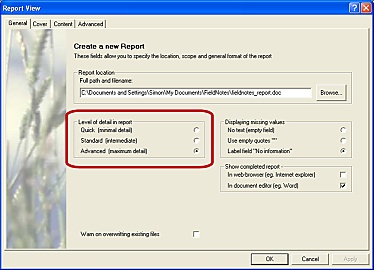 FieldNotes - Level-of-detail in Reports