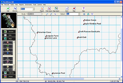 Map of Site records