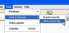 'Data-exchange Log menu